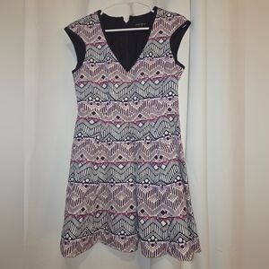 Nanette Lepore Black and Pink Patterned Mini Dress